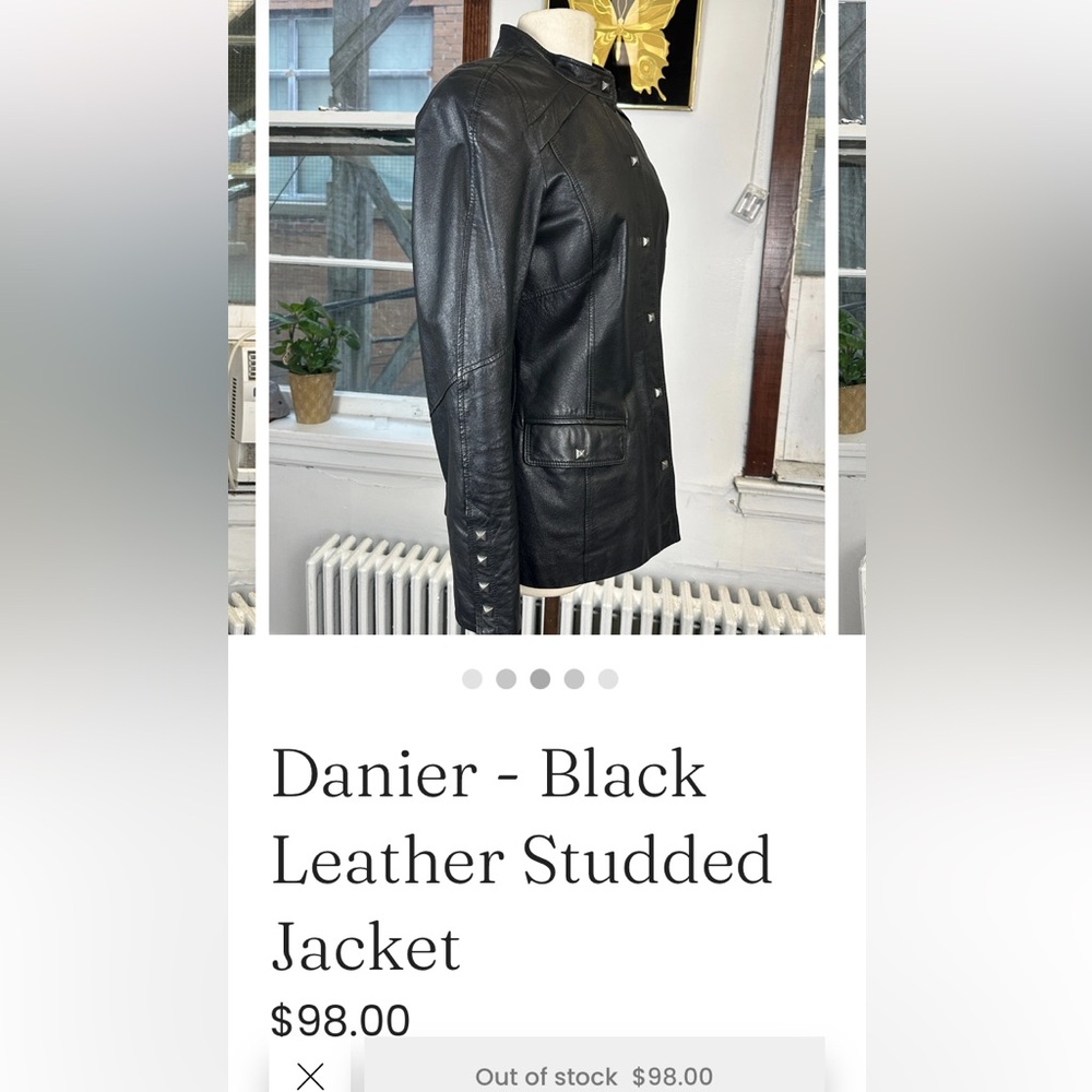 Danier Black 100% Leather Jacket! Snaps closure. Fully lined EUC! - Picture 11 of 17